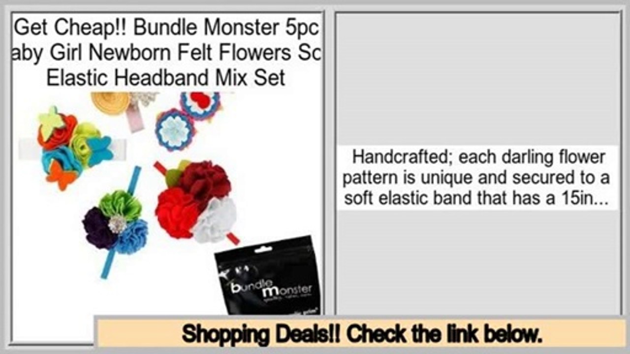 Save Price Bundle Monster 5pc Baby Girl Newborn Felt Flowers Soft Elastic Headband Mix Set