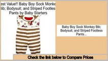 Discount Baby Boy Sock Monkey Bib; Bodysuit; and Striped Footless Pants by Baby Starters