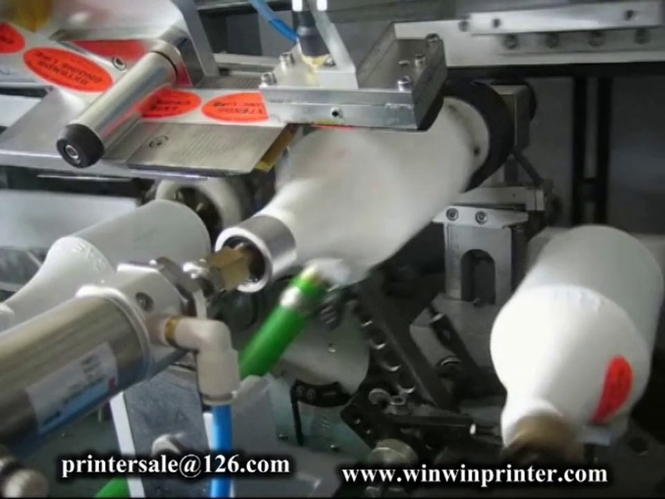 auto two color  container screen printer with labeling