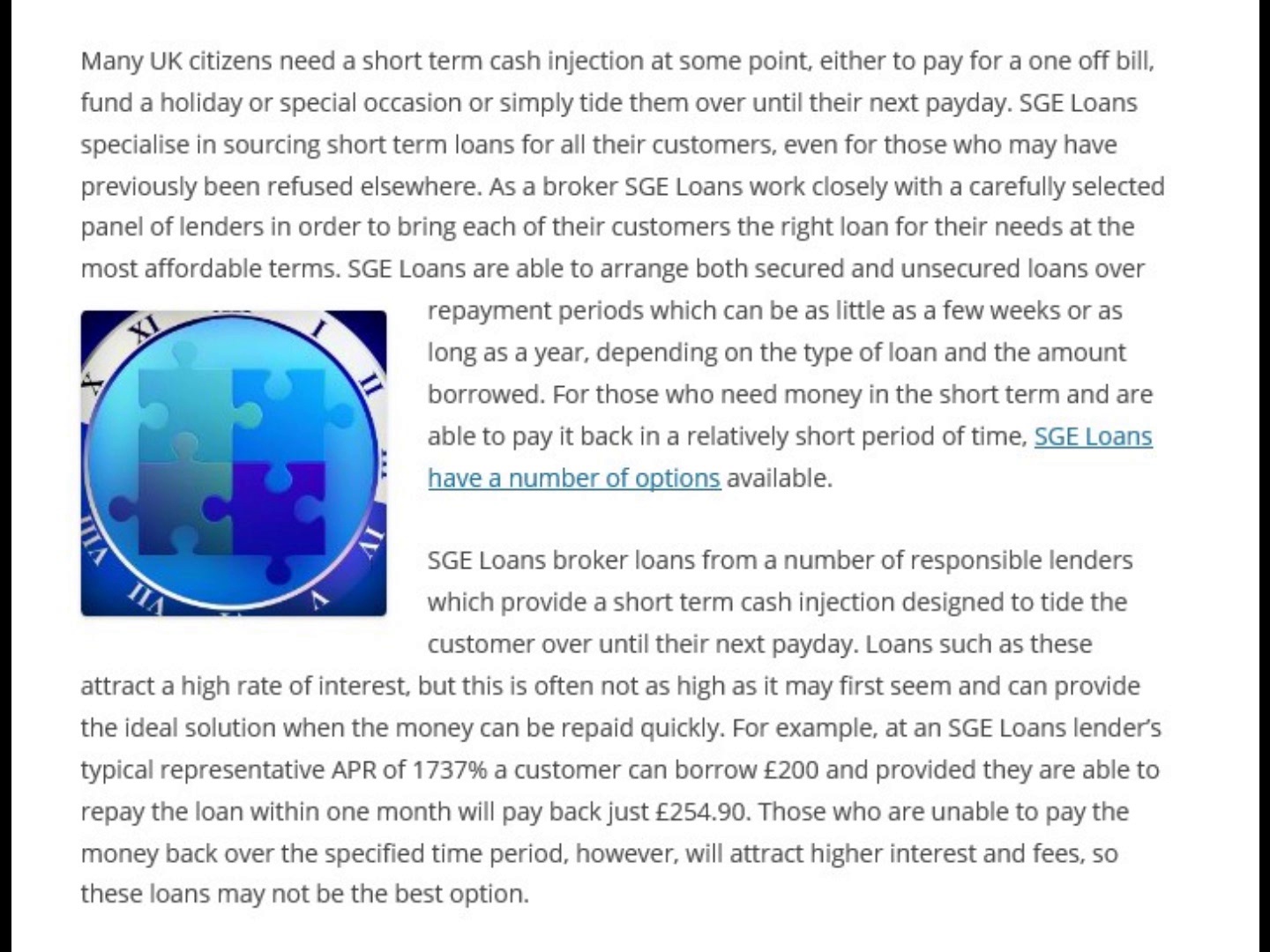 SGE Loans / Short Term Cash