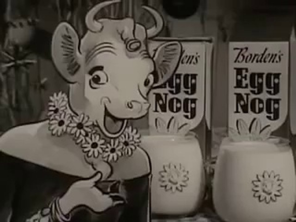 VINTAGE 60's BORDEN'S EGG NOG AD ~ ELSIE PROMOTING A CONCOCTION OF CHICKEN & COW PRODUCTS EGG NOG