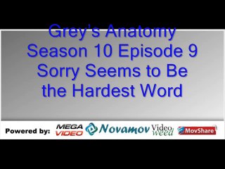 Grey’s Anatomy Season 10 Episode 9 – Sorry Seems to Be the Hardest Word