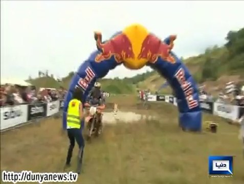 Dunya News-British biker Johnny Walker wins the Motorbike Race in Romania