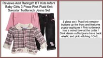 Save Price BT Kids Infant Baby Girls 3 Piece Pink Plaid Knit Sweater Turtleneck Jeans Set