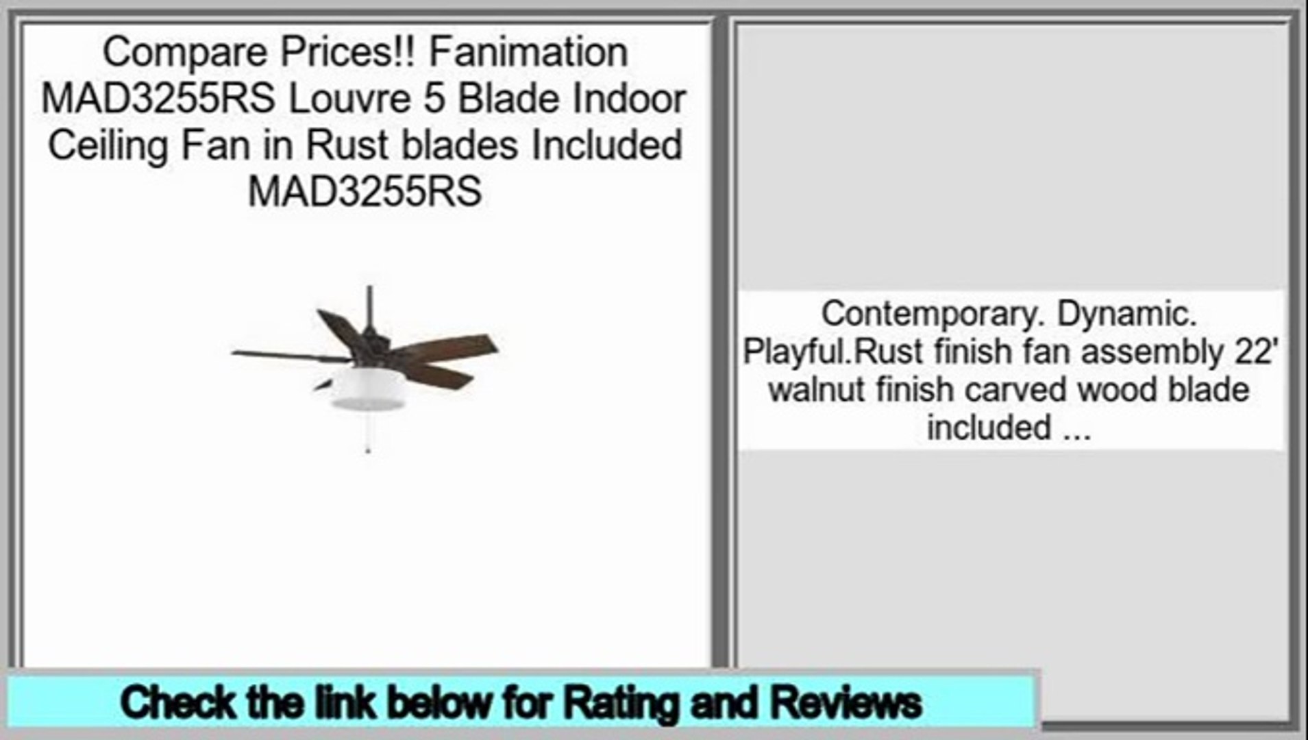 Low Price Fanimation Mad3255rs Louvre 5 Blade Indoor Ceiling Fan