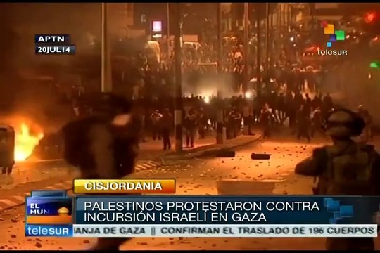 Palestinos en Cisjordania protestan contra masacre israelí en Gaza