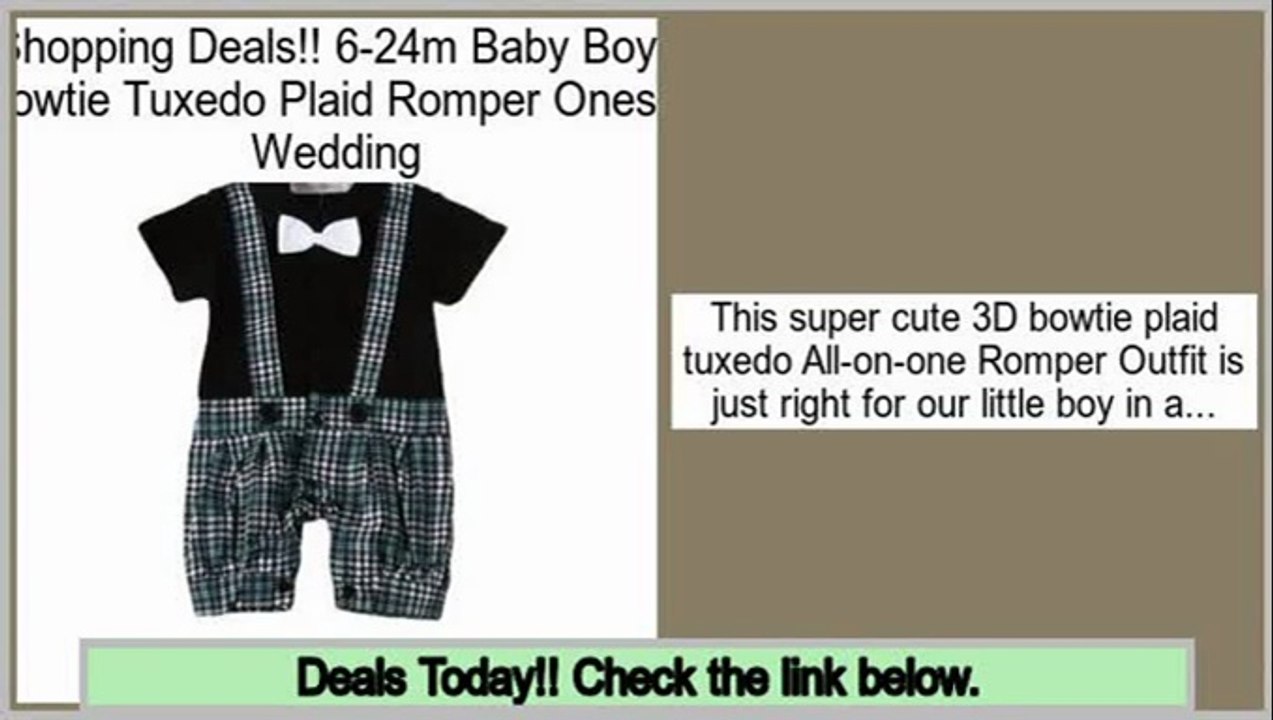 Check Price 6-24m Baby Boys Bowtie Tuxedo Plaid Romper Onesie Wedding