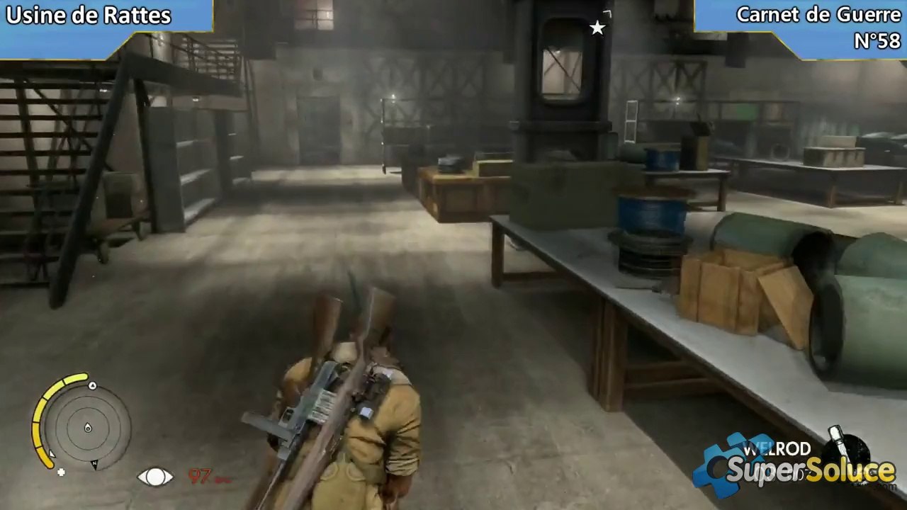 Sniper Elite III - Emplacement des 5 Carnets de Guerre de la mission Usine de Rattes
