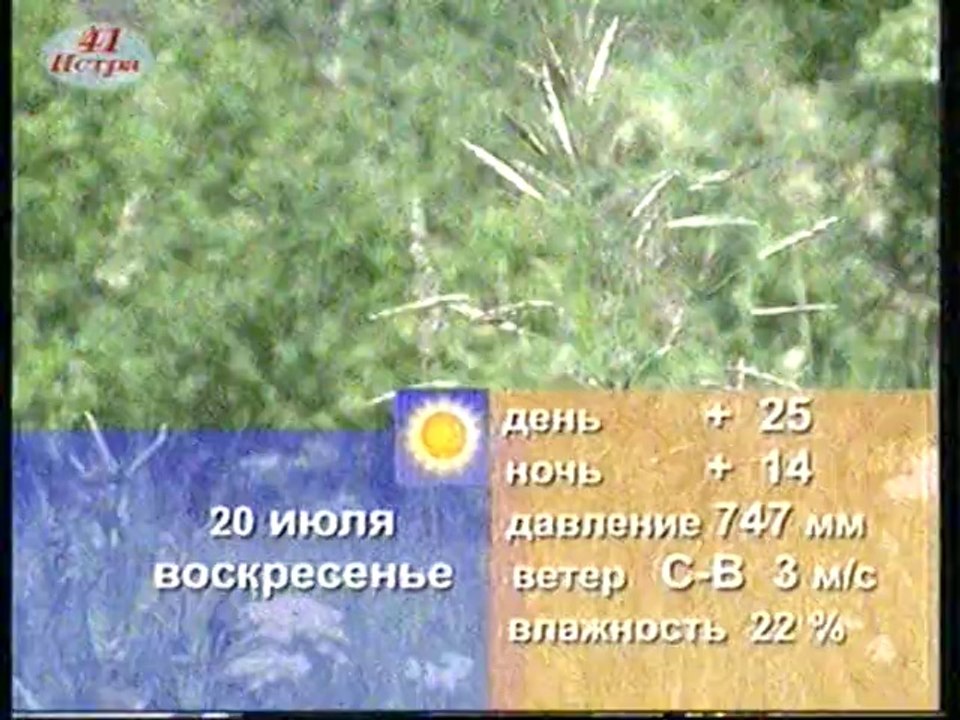 Прогноз погоды на 19-21 июля (ТРК "Истра" [г. Истра, Московская область], 20.07.2014)