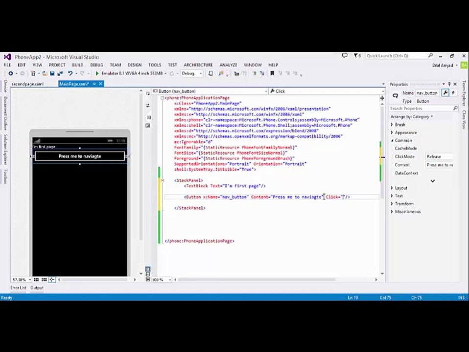 Naviagtion Through Pages (SilverLight)