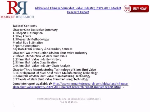 Global and Chinese Slam Shut Valve Industry Research Report and Forecasts to 2019