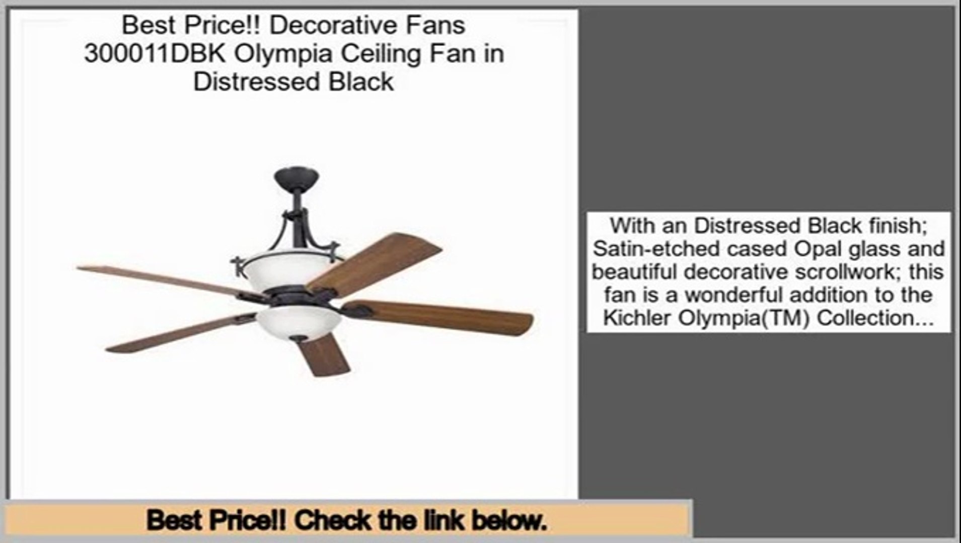 Best Brands Decorative Fans 300011dbk Olympia Ceiling Fan In