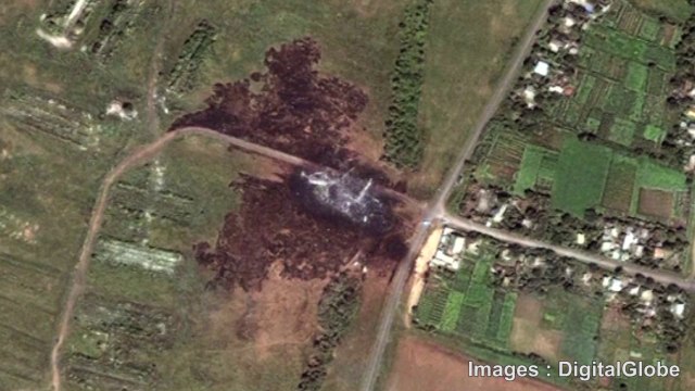 La zone de crash du vol MH 17 vu par satellite