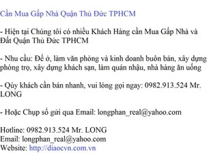 Cần Mua Nhà Quận Thủ Đức - 0982.913.524 Mr.Long