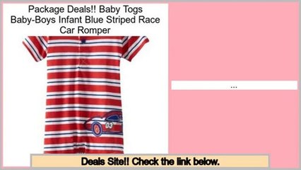 Clearance Baby Togs Baby-Boys Infant Blue Striped Race Car Romper