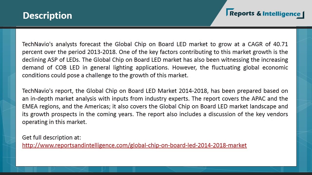 Market of Global Chip on Board LED 2014-2018