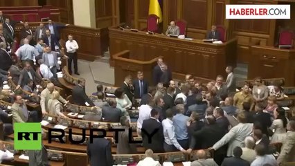 Ukrayna Parlamentosu'nda Savaş Gibi Kavga