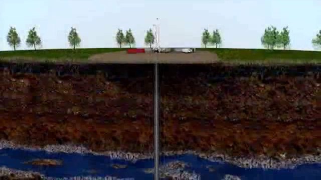 Animation de la fracturation hydraulique (fracking)