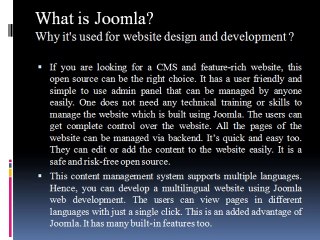 What is Joomla? Why it's used for website design and development ?