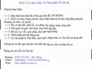 Nhận Làm Giấy Tờ Nhà, Đất Huyện Hóc Môn