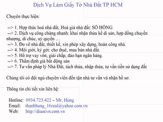 Nhận Làm Giấy Tờ Nhà, Đất Quận 10