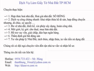 Nhận Làm Giấy Tờ Nhà, Đất Quận Thủ Đức