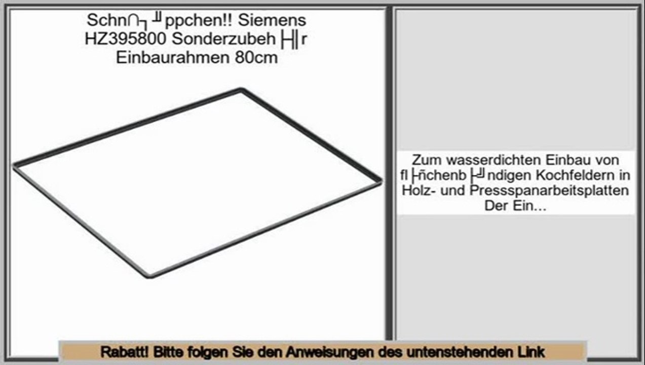 Bewertungen und Beurteilungen Siemens HZ395800 Sonderzubehör Einbaurahmen 80cm