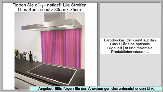 kosteng�nstig Lila Streifen Glas Spritzschutz 80cm x 75cm