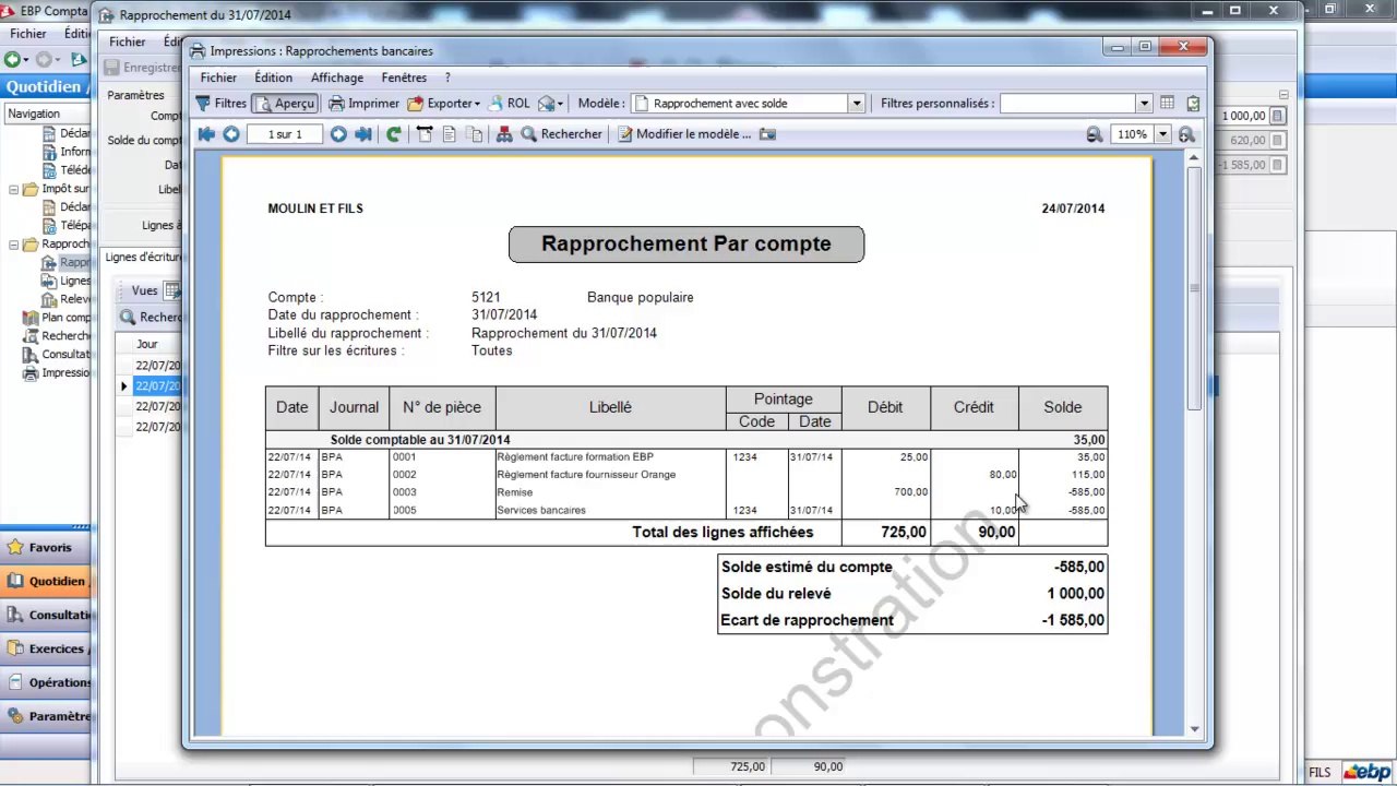 EBP Compta Pratic 2014 : le rapprochement bancaire