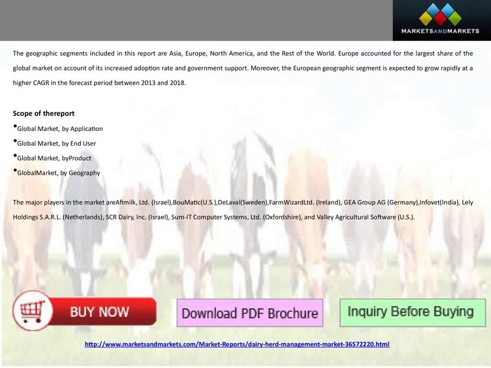 Dairy Herd Management Market by Application & Product - 2018