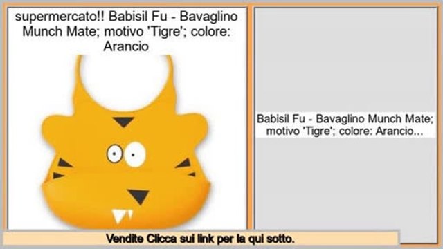 efficiente Babisil Fu - Bavaglino Munch Mate; motivo 'Tigre'; colore: Arancio