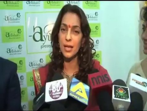 Juhi Chawla at an Ayurvedic clinic launch