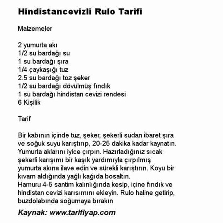 Hindistancevizli Rulo Tarifi