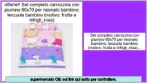 offerte Speciali Set completo carrozzina con piumino 80x70 per neonato bambino; lenzuola bambino (motivo: frutta e trifogli_rosa)