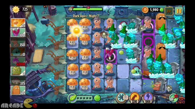 Plants Vs Zombies 2 Dark Ages Part 2 NEW PLANTS Magnet Shroom, Pea-Nut In The House