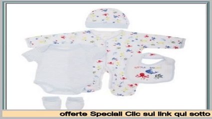 offerte Set Regalo per Neonato 5 Pezzi 100% Cotone (0-3 mesi) (Bianco/Blu)