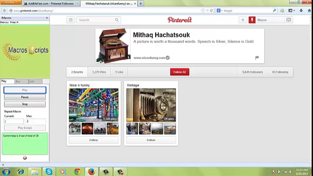 Pinterest Followers Macro [JavaScript Enhanced]