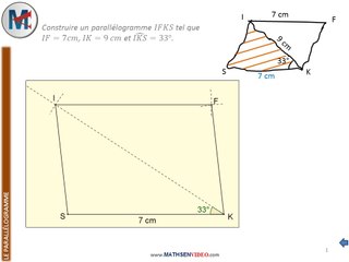 Exercice: Construire un parallélogramme avec côté et diagonale