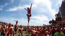 Cheerleading at the beach