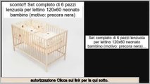 Offerta del Giorno Set completo di 6 pezzi lenzuola per lettino 120x60 neonato bambino (motivo: precora nera)