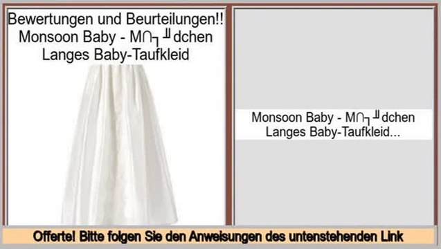 Bewertungen Kaufen Monsoon Baby - M�dchen Langes Baby-Taufkleid