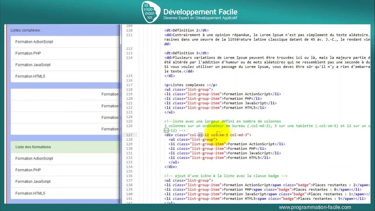 Comment ajouter rapidement des listes avec le Framework BootStrap 3
