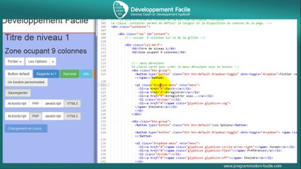 Comment créer des menus avec les boutons du Framework BootStrap 3