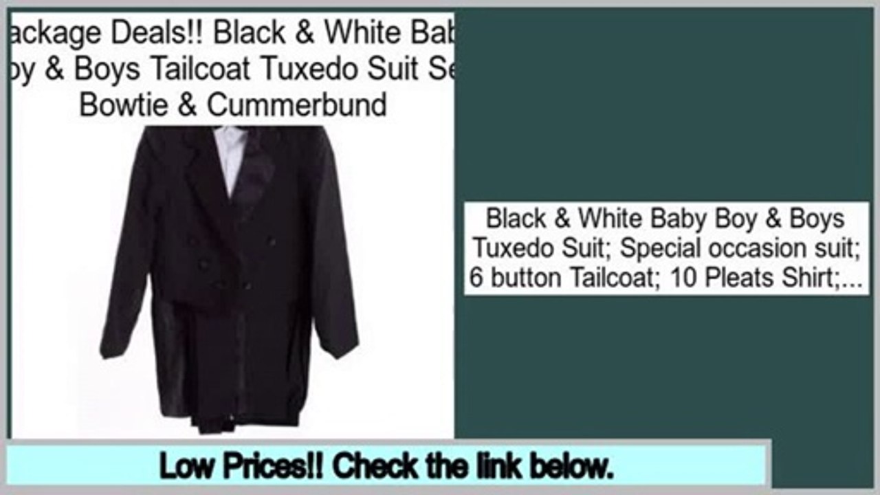 Best Rated Black & White Baby Boy & Boys Tailcoat Tuxedo Suit Set; Bowtie & Cummerbund