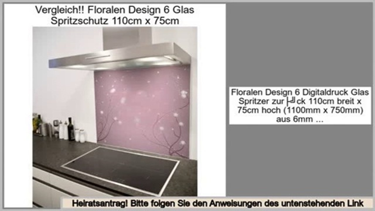Online Shopping Floralen Design 6 Glas Spritzschutz 110cm x 75cm