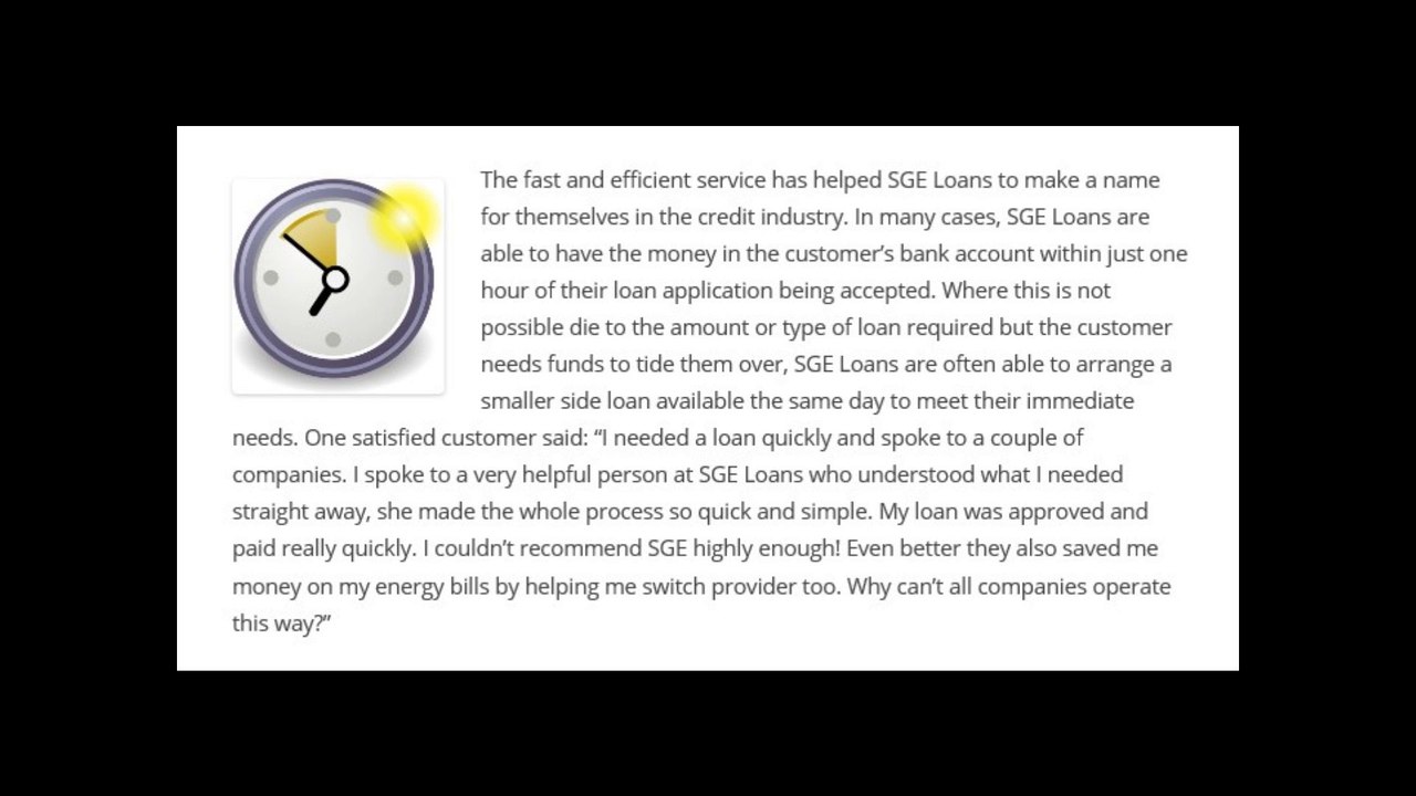 SGE Loans / Quick Credit for UK Consumers