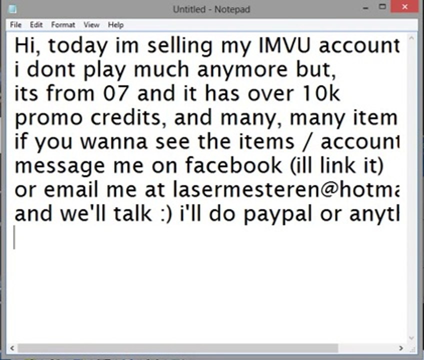 PlayerUp.com - Buy Sell Accounts - Selling IMVU account from 2007