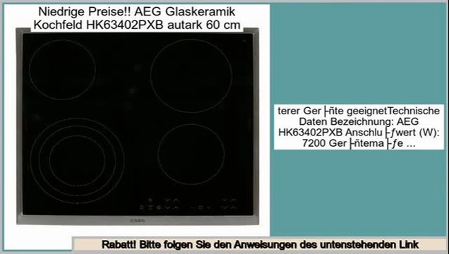 Preise vergleichen AEG Glaskeramik Kochfeld HK63402PXB autark 60 cm