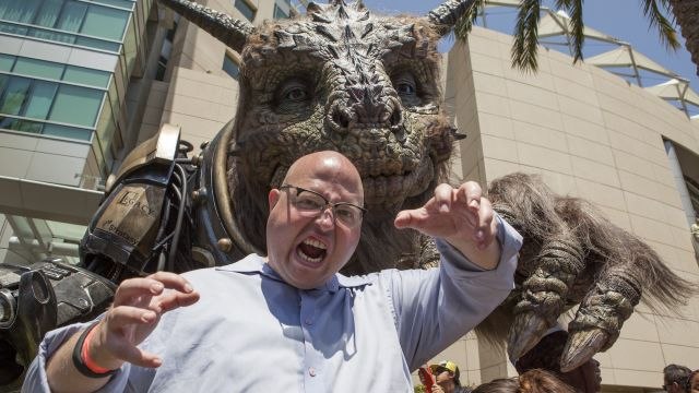 The Giant Creature Destroys Angry Nerd in Movie Monster Trivia at San Diego Comic-Con 2014