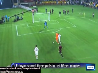 Dunya news-Turkey's PM scores hat trick in exhibition football match